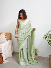 Supreme Georgette  Sequence Worked Green Saree